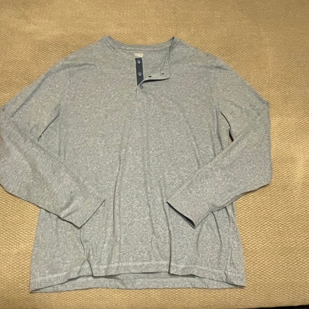 Light Blue Gray Long Sleeve 3 Button Up